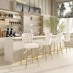 TUYOHW Lot de 2 tabourets de bar, tabourets de bar hauteur comptoir en velours avec capitonnage à boutons, garniture à clous décoratifs, chaises à oreilles pour îlot de cuisine, salle à manger