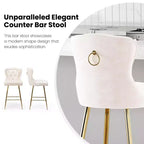TUYOHW Lot de 2 tabourets de bar, tabourets de bar hauteur comptoir en velours avec capitonnage à boutons, garniture à clous décoratifs, chaises à oreilles pour îlot de cuisine, salle à manger