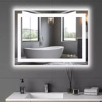 Miroir de salle de bain anti-buée TUYOHW avec lumières LED, miroir intelligent avec 3 modes d'éclairage et double source lumineuse (4 tailles)