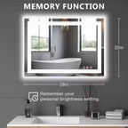 Miroir de salle de bain anti-buée TUYOHW avec lumières LED, miroir intelligent avec 3 modes d'éclairage et double source lumineuse (4 tailles)