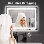 Miroir de salle de bain anti-buée TUYOHW avec lumières LED, miroir intelligent avec 3 modes d'éclairage et double source lumineuse (4 tailles)