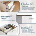 COZONY Bibliothèque haute de 183 cm avec 2 tiroirs classeurs, armoire de rangement style ferme avec 2 étagères réglables, étagère en bois pour salon et bureau