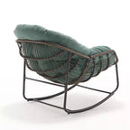 Fauteuil à bascule moderne en rotin avec coussin rembourré, fauteuil à bascule surdimensionné avec cadre en acier pour salon, chambre ou appartement - Panipeachy
