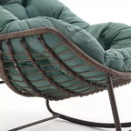 Fauteuil à bascule moderne en rotin avec coussin rembourré, fauteuil à bascule surdimensionné avec cadre en acier pour salon, chambre ou appartement - Panipeachy