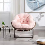 Fauteuil à bascule moderne en rotin avec coussin rembourré, fauteuil à bascule surdimensionné avec cadre en acier pour salon, chambre ou appartement - Panipeachy