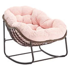 Fauteuil à bascule moderne en rotin avec coussin rembourré, fauteuil à bascule surdimensionné avec cadre en acier pour salon, chambre ou appartement - Panipeachy