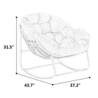 Fauteuil à bascule moderne en rotin avec coussin rembourré, fauteuil à bascule surdimensionné avec cadre en acier pour salon, chambre ou appartement - Panipeachy