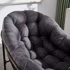Fauteuil à bascule moderne en rotin avec coussin rembourré, fauteuil à bascule surdimensionné avec cadre en acier pour salon, chambre ou appartement - Panipeachy