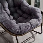 Fauteuil à bascule moderne en rotin avec coussin rembourré, fauteuil à bascule surdimensionné avec cadre en acier pour salon, chambre ou appartement - Panipeachy