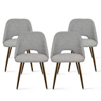 Ensemble de salle à manger 5 pièces pour 4 personnes, table à manger ronde noyer avec pied piédestal en métal + 4 chaises sans accoudoirs rembourrées pour salle à manger, cuisine - Panipeachy
