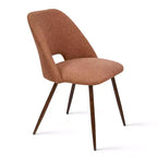 Ensemble de salle à manger 5 pièces pour 4 personnes, table à manger ronde noyer avec pied piédestal en métal + 4 chaises sans accoudoirs rembourrées pour salle à manger, cuisine - Panipeachy