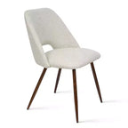Ensemble de salle à manger 5 pièces pour 4 personnes, table à manger ronde noyer avec pied piédestal en métal + 4 chaises sans accoudoirs rembourrées pour salle à manger, cuisine - Panipeachy