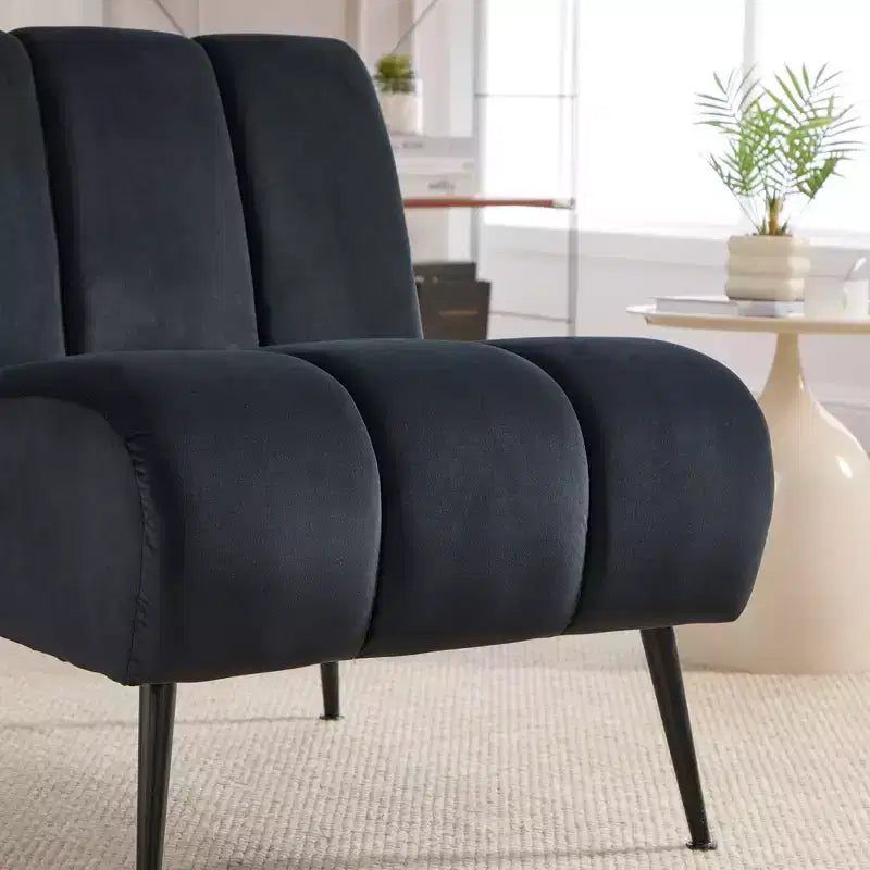 TUYOHW Fauteuil d'appoint moderne en chenille sans accoudoirs, Chaise d'appoint rembourrée avec pieds en hévéa, Ressorts ensachés, Chaise longue pour salon, chambre à coucher, bureau