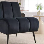 TUYOHW Fauteuil d'appoint moderne en chenille sans accoudoirs, Chaise d'appoint rembourrée avec pieds en hévéa, Ressorts ensachés, Chaise longue pour salon, chambre à coucher, bureau