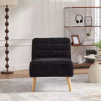 TUYOHW Fauteuil d'appoint moderne en chenille sans accoudoirs, Chaise d'appoint rembourrée avec pieds en hévéa, Ressorts ensachés, Chaise longue pour salon, chambre à coucher, bureau