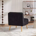 TUYOHW Fauteuil d'appoint moderne en chenille sans accoudoirs, Chaise d'appoint rembourrée avec pieds en hévéa, Ressorts ensachés, Chaise longue pour salon, chambre à coucher, bureau