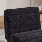 TUYOHW Fauteuil d'appoint moderne en chenille sans accoudoirs, Chaise d'appoint rembourrée avec pieds en hévéa, Ressorts ensachés, Chaise longue pour salon, chambre à coucher, bureau