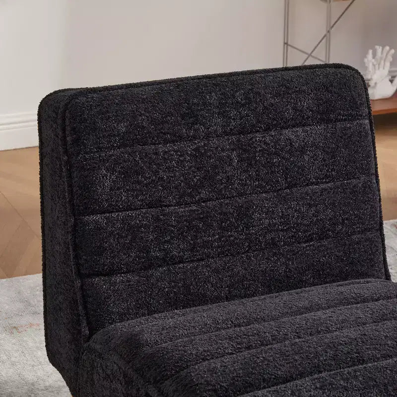 TUYOHW Fauteuil d'appoint moderne en chenille sans accoudoirs, Chaise d'appoint rembourrée avec pieds en hévéa, Ressorts ensachés, Chaise longue pour salon, chambre à coucher, bureau