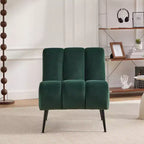 TUYOHW Fauteuil d'appoint moderne en chenille sans accoudoirs, Chaise d'appoint rembourrée avec pieds en hévéa, Ressorts ensachés, Chaise longue pour salon, chambre à coucher, bureau