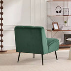 TUYOHW Fauteuil d'appoint moderne en chenille sans accoudoirs, Chaise d'appoint rembourrée avec pieds en hévéa, Ressorts ensachés, Chaise longue pour salon, chambre à coucher, bureau