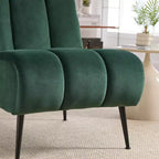 TUYOHW Fauteuil d'appoint moderne en chenille sans accoudoirs, Chaise d'appoint rembourrée avec pieds en hévéa, Ressorts ensachés, Chaise longue pour salon, chambre à coucher, bureau