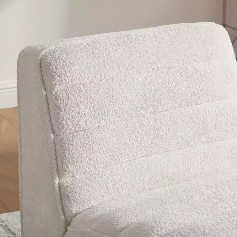 TUYOHW Fauteuil d'appoint moderne en chenille sans accoudoirs, Chaise d'appoint rembourrée avec pieds en hévéa, Ressorts ensachés, Chaise longue pour salon, chambre à coucher, bureau