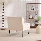 TUYOHW Fauteuil d'appoint moderne en chenille sans accoudoirs, Chaise d'appoint rembourrée avec pieds en hévéa, Ressorts ensachés, Chaise longue pour salon, chambre à coucher, bureau