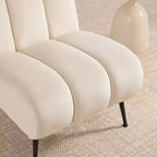 TUYOHW Fauteuil d'appoint moderne en chenille sans accoudoirs, Chaise d'appoint rembourrée avec pieds en hévéa, Ressorts ensachés, Chaise longue pour salon, chambre à coucher, bureau