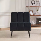 TUYOHW Fauteuil d'appoint moderne en chenille sans accoudoirs, Chaise d'appoint rembourrée avec pieds en hévéa, Ressorts ensachés, Chaise longue pour salon, chambre à coucher, bureau