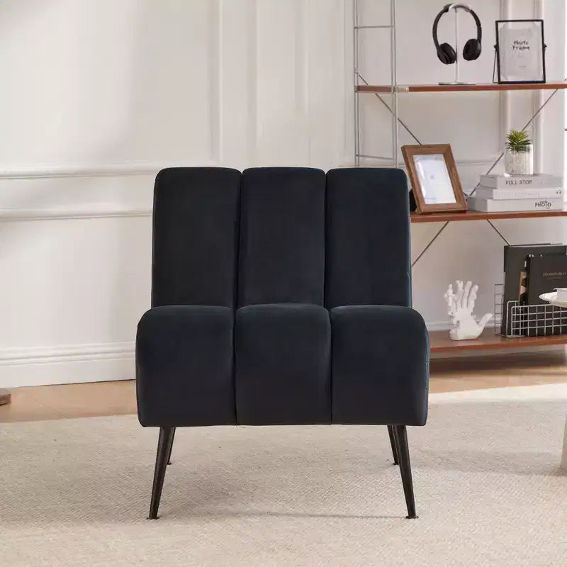 TUYOHW Fauteuil d'appoint moderne en chenille sans accoudoirs, Chaise d'appoint rembourrée avec pieds en hévéa, Ressorts ensachés, Chaise longue pour salon, chambre à coucher, bureau