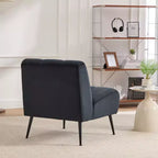 TUYOHW Fauteuil d'appoint moderne en chenille sans accoudoirs, Chaise d'appoint rembourrée avec pieds en hévéa, Ressorts ensachés, Chaise longue pour salon, chambre à coucher, bureau
