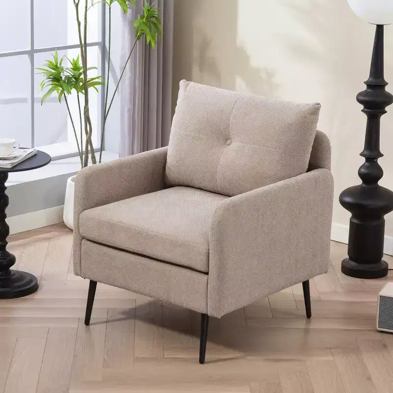 Fauteuil d'appoint en chenille TUYOHW, fauteuil club en tissu avec pieds en métal noir, patins antidérapants, fauteuil simple pour salon, chambre, salle à manger