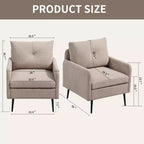 Fauteuil d'appoint en chenille TUYOHW, fauteuil club en tissu avec pieds en métal noir, patins antidérapants, fauteuil simple pour salon, chambre, salle à manger