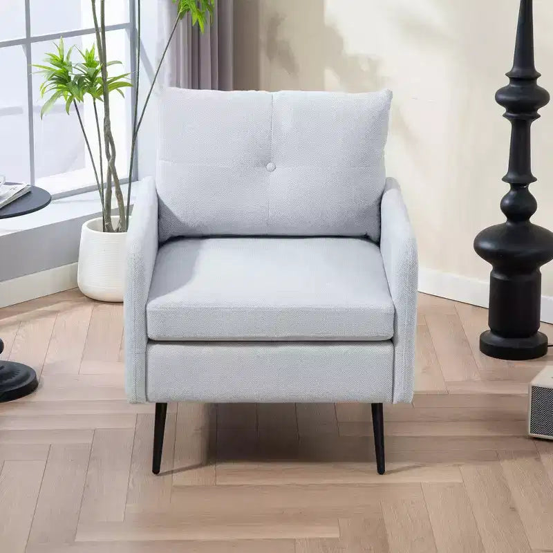 Fauteuil d'appoint en chenille TUYOHW, fauteuil club en tissu avec pieds en métal noir, patins antidérapants, fauteuil simple pour salon, chambre, salle à manger