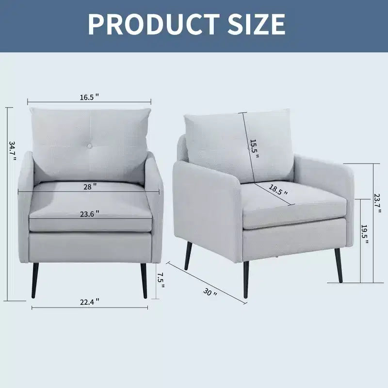 Fauteuil d'appoint en chenille TUYOHW, fauteuil club en tissu avec pieds en métal noir, patins antidérapants, fauteuil simple pour salon, chambre, salle à manger