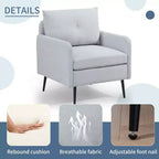 Fauteuil d'appoint en chenille TUYOHW, fauteuil club en tissu avec pieds en métal noir, patins antidérapants, fauteuil simple pour salon, chambre, salle à manger