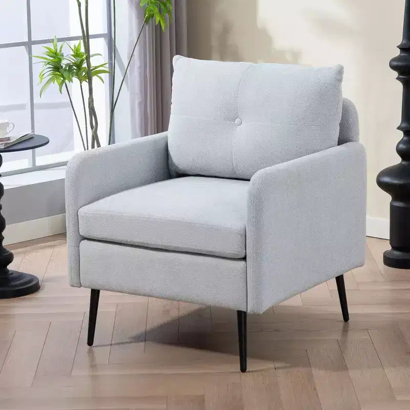 Fauteuil d'appoint en chenille TUYOHW, fauteuil club en tissu avec pieds en métal noir, patins antidérapants, fauteuil simple pour salon, chambre, salle à manger