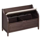TUYOHW Banc de rangement rustique avec accoudoirs, banc d'entrée de style ferme avec charnière de sécurité, coussin fendu amovible, banc à chaussures pour chambre à coucher, salon
