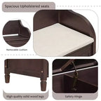 TUYOHW Banc de rangement rustique avec accoudoirs, banc d'entrée de style ferme avec charnière de sécurité, coussin fendu amovible, banc à chaussures pour chambre à coucher, salon