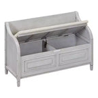 TUYOHW Banc de rangement rustique avec accoudoirs, banc d'entrée de style ferme avec charnière de sécurité, coussin fendu amovible, banc à chaussures pour chambre à coucher, salon