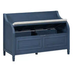 TUYOHW Banc de rangement rustique avec accoudoirs, banc d'entrée de style ferme avec charnière de sécurité, coussin fendu amovible, banc à chaussures pour chambre à coucher, salon