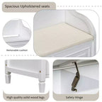 TUYOHW Banc de rangement rustique avec accoudoirs, banc d'entrée de style ferme avec charnière de sécurité, coussin fendu amovible, banc à chaussures pour chambre à coucher, salon