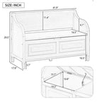 TUYOHW Banc de rangement rustique avec accoudoirs, banc d'entrée de style ferme avec charnière de sécurité, coussin fendu amovible, banc à chaussures pour chambre à coucher, salon