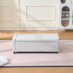 TUYOHW 48 Pouf banc de rangement capitonné avec charnière de sécurité - Banc d'entrée rembourré avec coutures diamant, banc de bout de lit pour salon, chambre à coucher