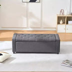 TUYOHW 48 Pouf banc de rangement capitonné avec charnière de sécurité - Banc d'entrée rembourré avec coutures diamant, banc de bout de lit pour salon, chambre à coucher
