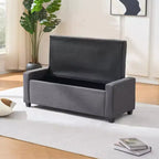 TUYOHW 48 Pouf banc de rangement capitonné avec charnière de sécurité - Banc d'entrée rembourré avec coutures diamant, banc de bout de lit pour salon, chambre à coucher