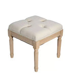 TUYOHW Pouf carré en tissu de 40 cm avec pieds en bois de caoutchouc, repose-pieds capitonné avec coussin, tabouret de coiffeuse pour chambre à coucher, salle à manger, salon, beige