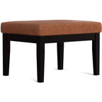Abbey 26 inch WideContemporary Rectangle Ottoman Bench in Distressed Saddle Brown Vegan Faux Leather