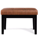 Banc ottoman rectangulaire contemporain Abbey de 66 cm de large en similicuir végétalien marron vieilli
