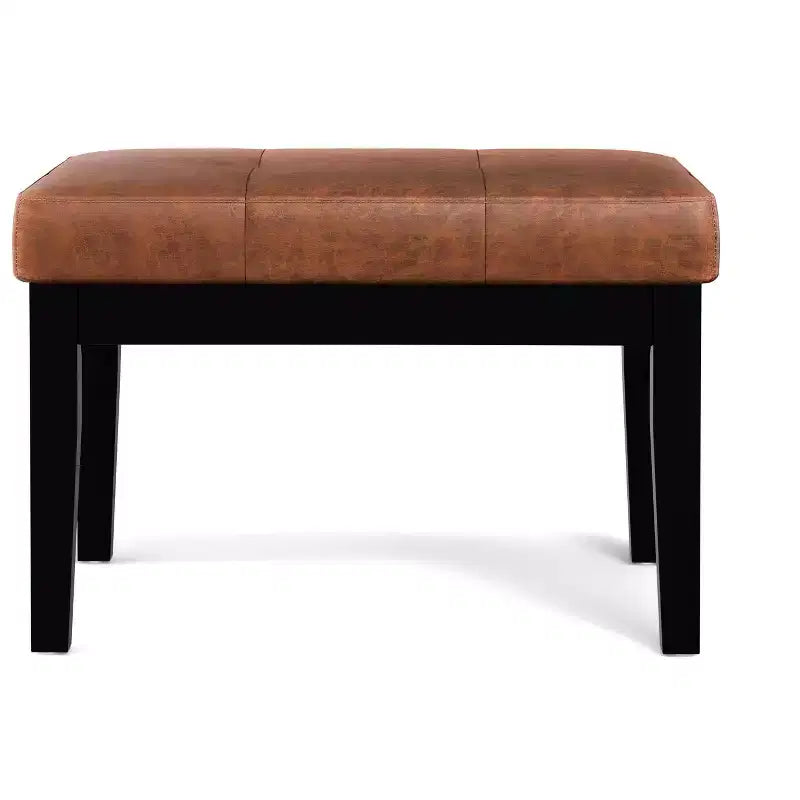 Banc ottoman rectangulaire contemporain Abbey de 66 cm de large en similicuir végétalien marron vieilli